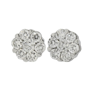 1.00  Cts  14st Cluster Earring 14K SCREW BACK