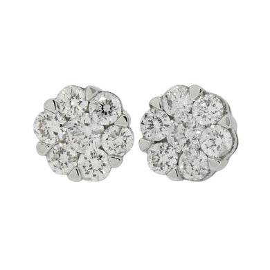 1.50  Cts  14st Cluster Earring 14K SCREW BACK