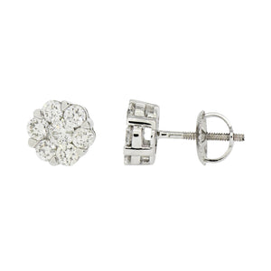 1.00  Cts  14st Cluster Earring 14K SCREW BACK
