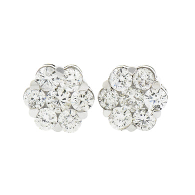2.00  Cts  14st Cluster Earring 14K SCREW BACK