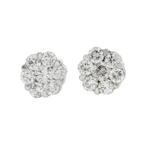 0.50 Cts  14st Cluster Earring 14K SCREW BACK