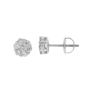 0.50 Cts  14st Cluster Earring 14K SCREW BACK