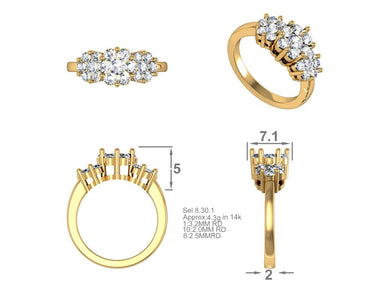 19/1.03 cts 3st Cluster ring